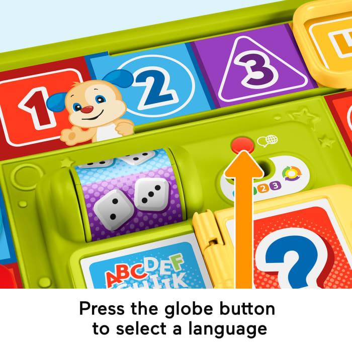 Hot Wheels Fisher-Price Pretend Board Game Baby Toy With Music Laugh & Learn Puppy's Game Activity Board Multi-Language Version