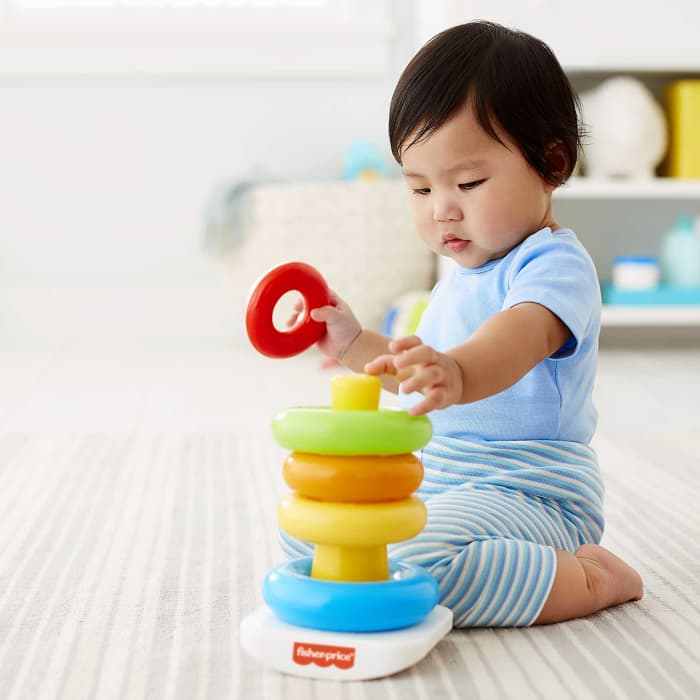 Hot Wheels Fisher-Price Rock-A-Stack Ring Stacking Toy With Roly-Poly Base For Infants