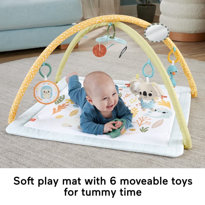 Hot Wheels Fisher-Price Simply Senses Newborn Gym Baby Activity Mat With 6 Sensory Toys