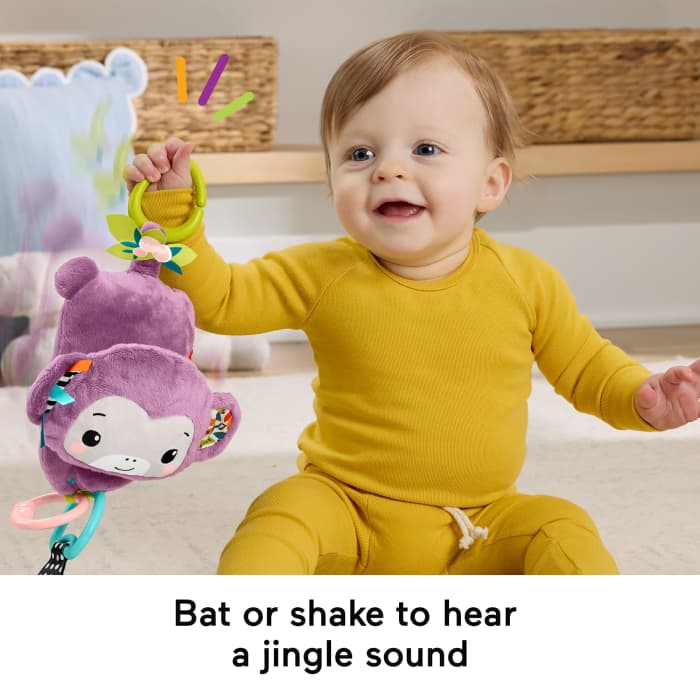 Hot Wheels Fisher-Price Sing & Go Purple Monkey Plush Baby Stroller Sensory Toy For Newborns