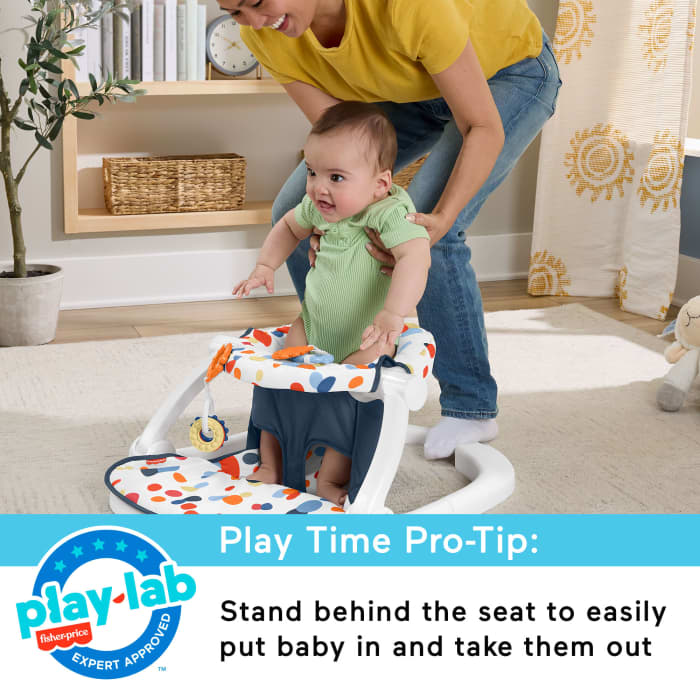 hot Wheels Fisher-Price Sit-Me-Up Floor Seat Portable Baby Chair & 2 Developmental Newborn Toys Darling Dots