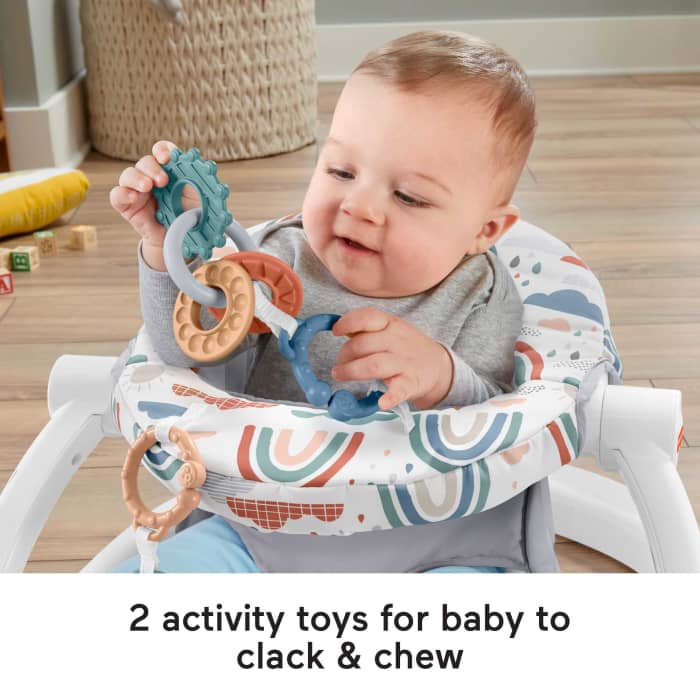 Hot Wheels Fisher-Price Sit-Me-Up Floor Seat Portable Baby Chair With Toys Rainbow Showers
