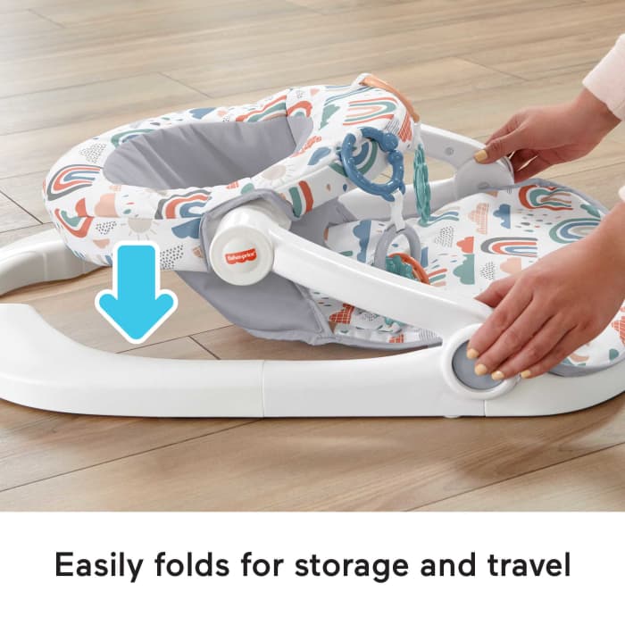 Hot Wheels Fisher-Price Sit-Me-Up Floor Seat Portable Baby Chair With Toys Rainbow Showers
