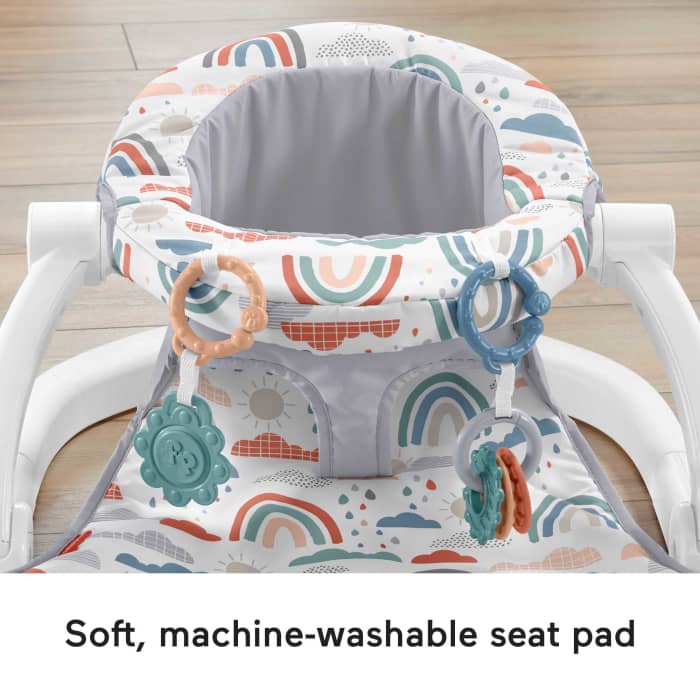 Hot Wheels Fisher-Price Sit-Me-Up Floor Seat Portable Baby Chair With Toys Rainbow Showers