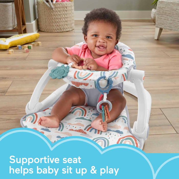 hot wheels Fisher-Price Sit-Me-Up Floor Seat Portable Baby Chair With Toys Rainbow Showers