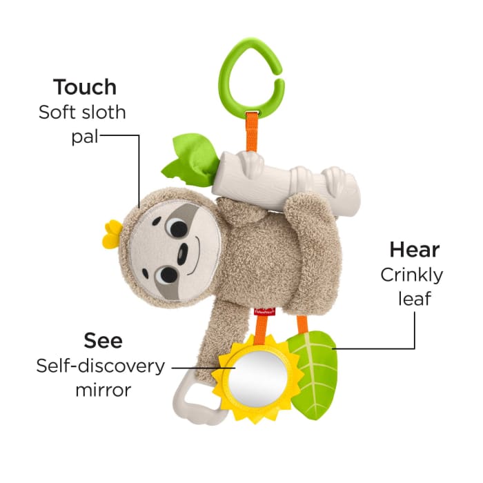 Hot Wheels Fisher-Price Slow Much Fun Stroller Sloth Baby Toy With Sensory Details For Newborns