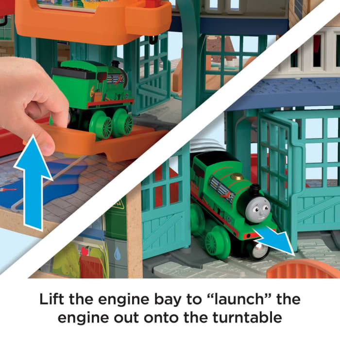 Hot Wheels Fisher-Price Thomas & Friends Wooden Railway Tidmouth Sheds Starter Train Set