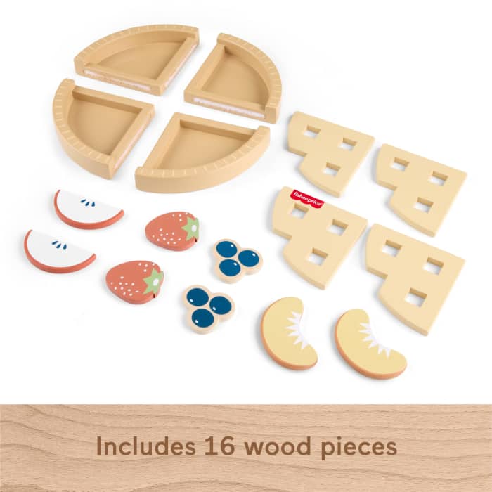 Hot Wheels Fisher-Price Tiny Garden Wooden Fruit Pie Pretend Food Puzzle Set For Kids 16 Wood Pieces