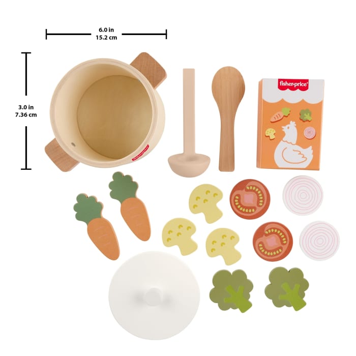 Hot Wheels Fisher-Price Tiny Garden Wooden Veggie Soup Pretend Kitchen Play Set For Kids 16 Wood Pieces