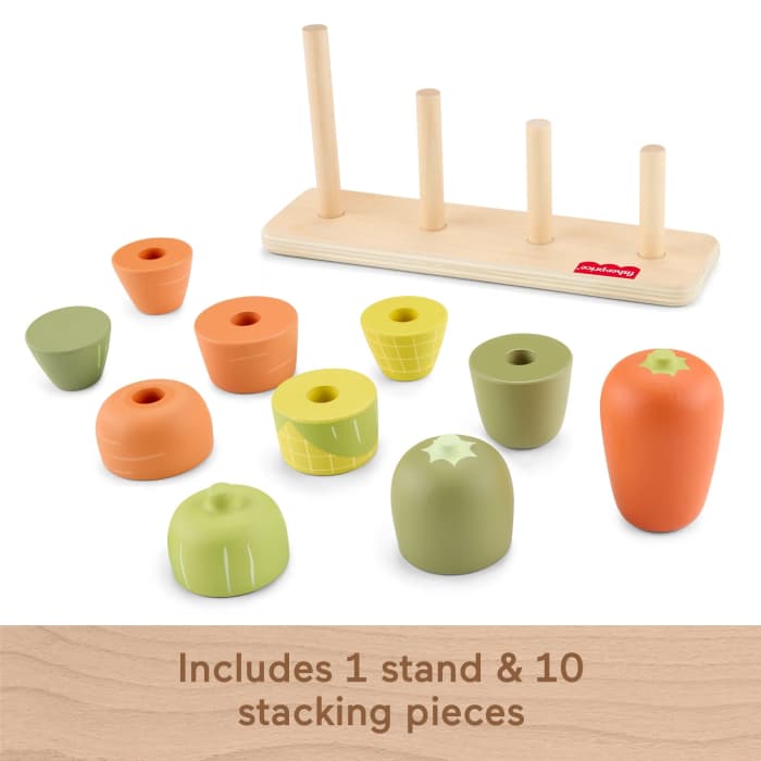 Hot Wheels Fisher-Price Tiny Garden Wooden Veggie Stacker Toddler Activity Toy 11 Wood Pieces