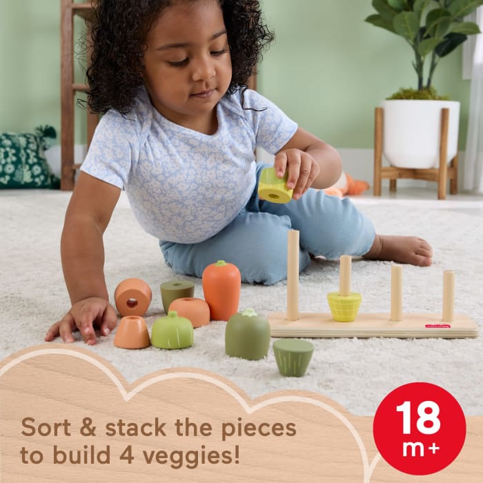 hot wheels Fisher-Price Tiny Garden Wooden Veggie Stacker Toddler Activity Toy 11 Wood Pieces