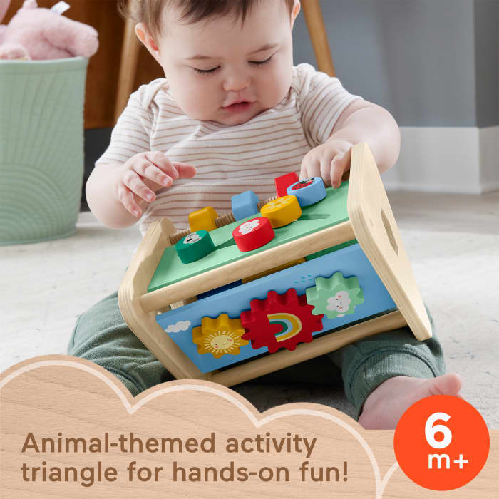 hot wheels Fisher-Price Wooden Activity Triangle 3-Sided Fine Motor Toy For Baby 1 Wood Piece