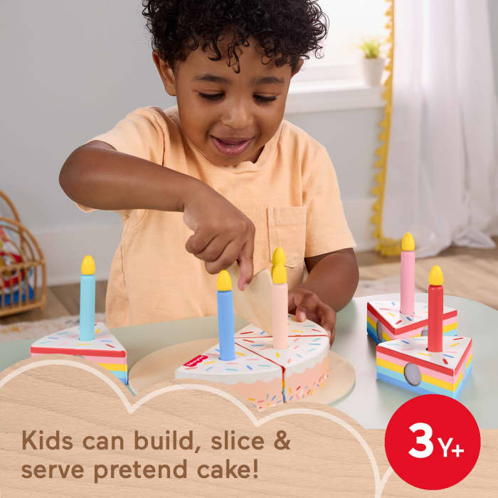 hot wheels Fisher-Price Wooden Cake Pretend Food Decorating Set For Preschool Kids 14 Wood Pieces