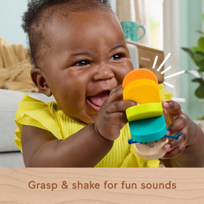 Hot Wheels Fisher-Price Wooden Clacker Caterpillar Developmental Activity Rattle Toy For Baby 1 Wood Piece