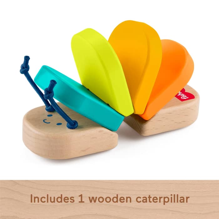 Hot Wheels Fisher-Price Wooden Clacker Caterpillar Developmental Activity Rattle Toy For Baby 1 Wood Piece