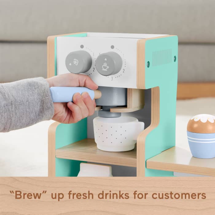 Hot Wheels Fisher-Price Wooden Coffee Shop Set For Preschool Pretend Play 20 Wood Pieces