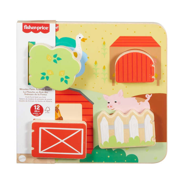Hot Wheels Fisher-Price Wooden Farm Animal Board Busy Activity Toy For Baby & Toddler 1 Wood Piece