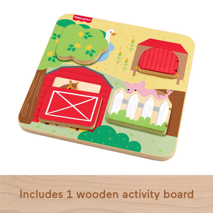 Hot Wheels Fisher-Price Wooden Farm Animal Board Busy Activity Toy For Baby & Toddler 1 Wood Piece