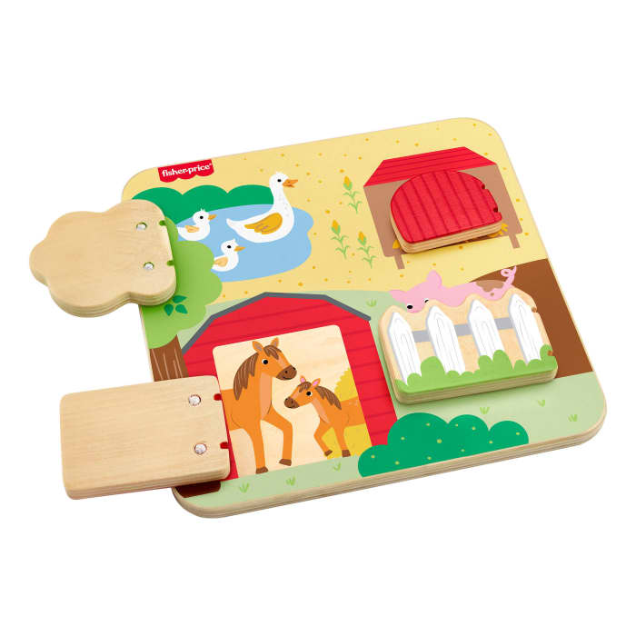 Hot Wheels Fisher-Price Wooden Farm Animal Board Busy Activity Toy For Baby & Toddler 1 Wood Piece