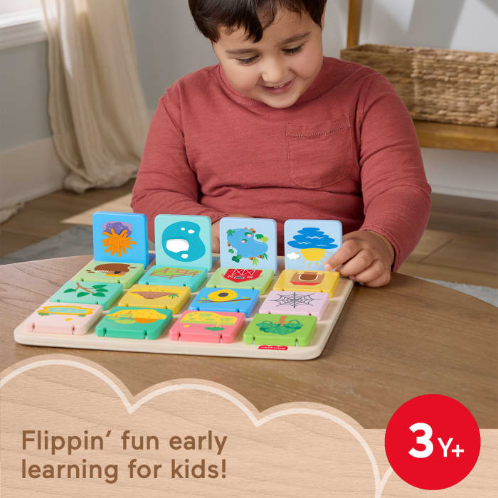 hot wheels Fisher-Price Wooden Flip & Reveal Busy Activity Board Learning Toy For Preschool Kids