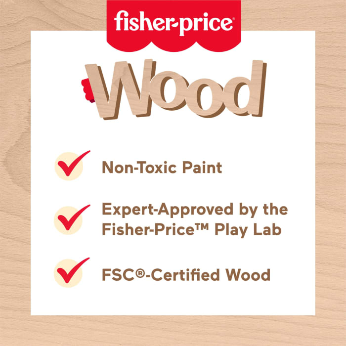 Hot Wheels Fisher-Price Wooden Push-Along Bunny Toy Vehicle For Baby Crawling Play. 1 Wood Piece