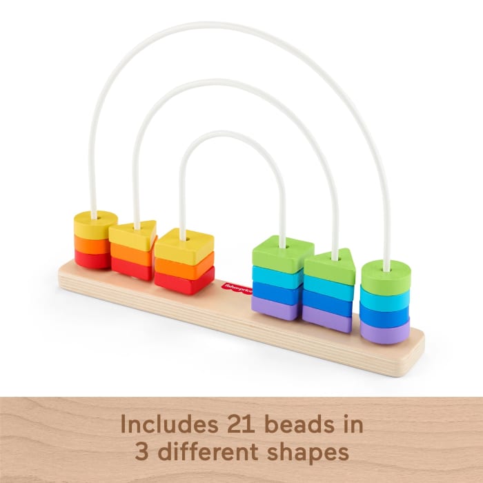 Hot Wheels Fisher-Price Wooden Rainbow Bead Bar Maze Baby & Toddler Developmental Toy 1 Wood Piece