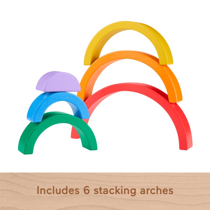 Hot Wheels Fisher-Price Wooden Stacking Rainbow Building Toy For Toddlers 6 Wood Pieces
