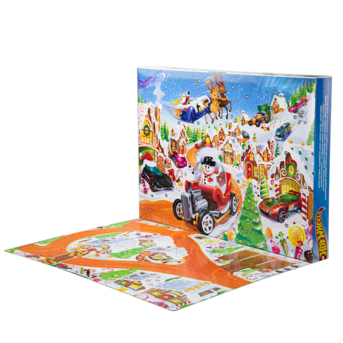 hot wheels Hot Wheels 2025 Advent Calendar With 10 Toy Vehicles in 1:64 Scale & 24 Accessories