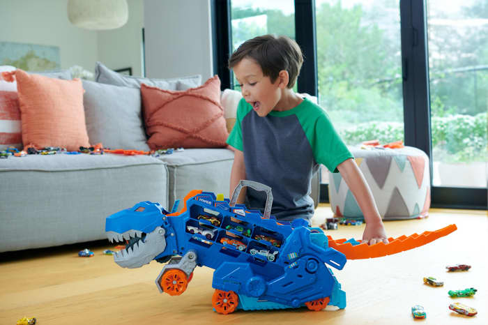 hot wheels Hot Wheels City Pista de Brinquedo Super Reboque de T-Rex