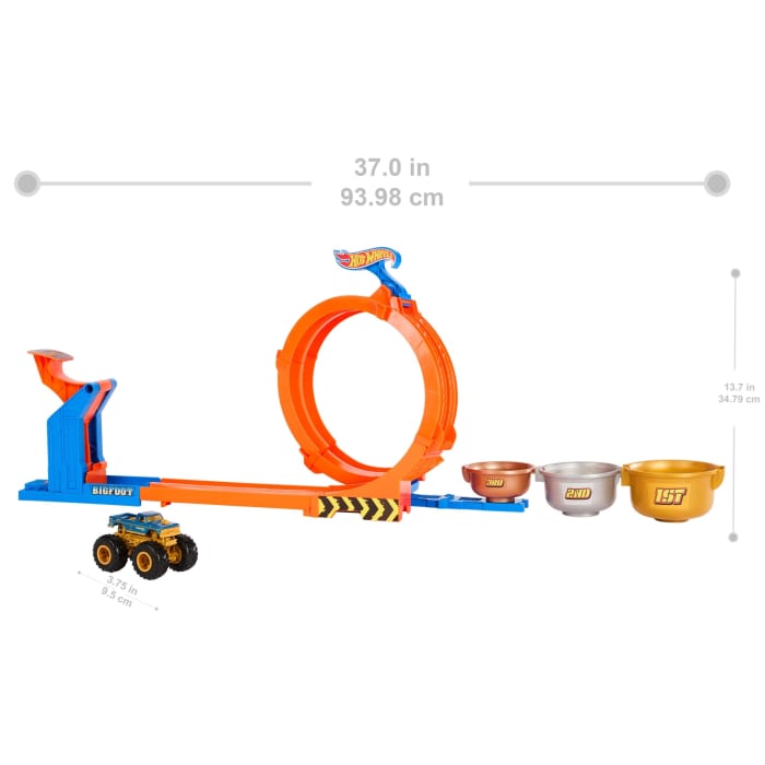 Hot Wheels Hot Wheels Monster Trucks Loop-And-Flip Trophy Challenge Playset & Die-Cast Bigfoot Toy Truck