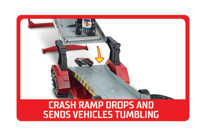 Hot Wheels Hot Wheels Monster Trucks Transporter And Track With 1:64 Scale Toy Truck