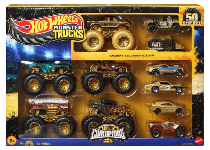 Hot Wheels Hot Wheels Monster Trucks Trophy Champions Collection 5 1:64 Scale Toy Trucks & 6 Die-Cast Cars