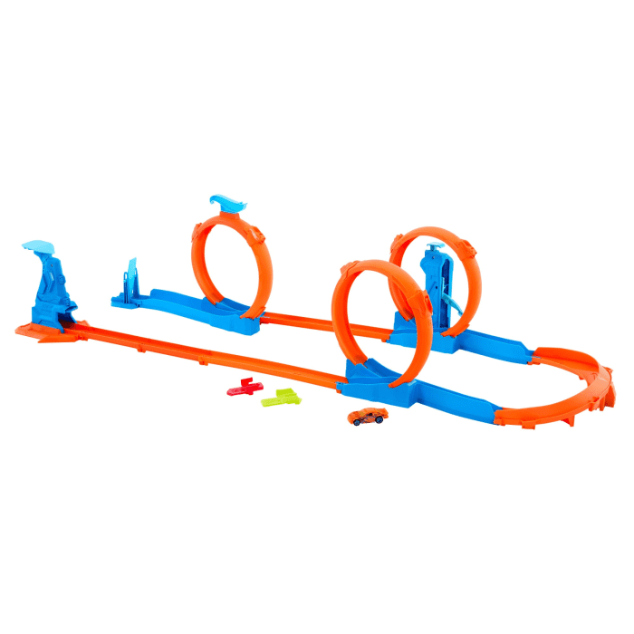 hot wheels Hot Wheels Track Creator Triple Loop Pack & 1:64 Scale Toy Car Track-Building Set
