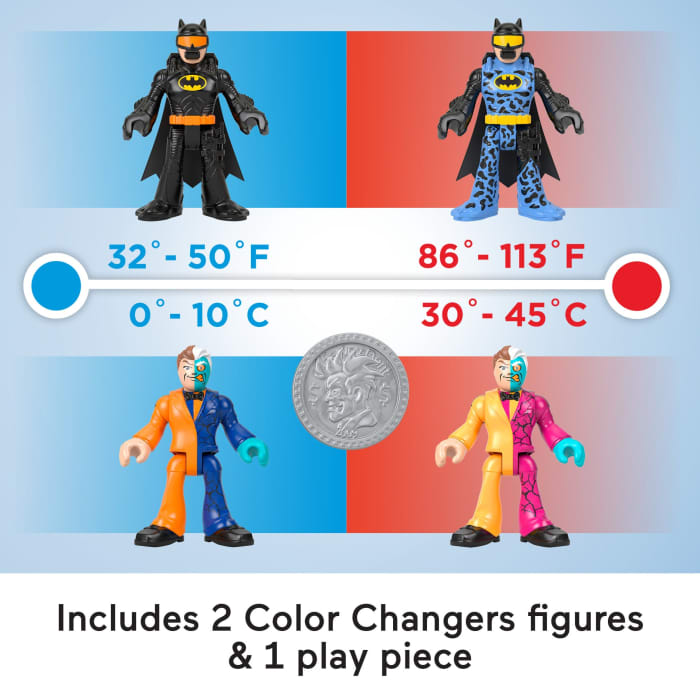 Hot Wheels Imaginext DC Super Friends Color Changers Batman & Two-Face 3-Piece Figure Set For Kids
