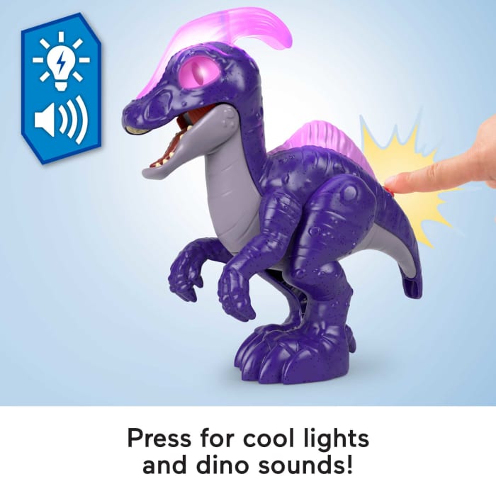 Hot Wheels Imaginext Jurassic World Dinosaur Parasaurolophus XL Figure With Lights & Sounds 10-inch Toy