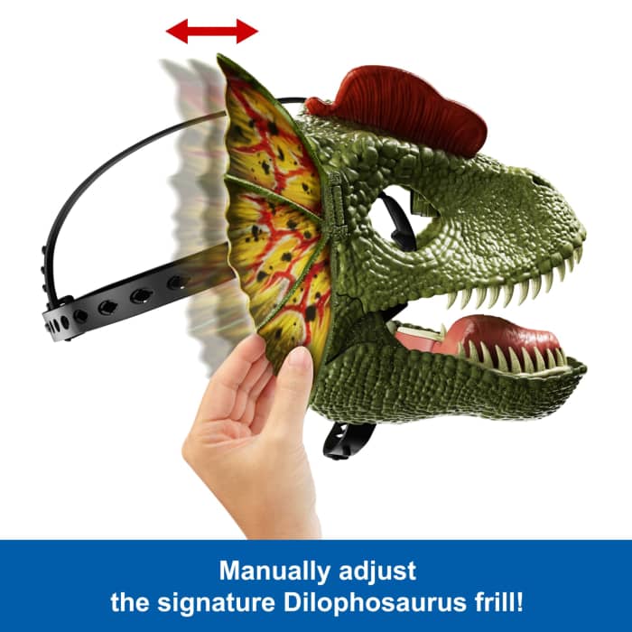 Hot Wheels Jurassic World Dilophosaurus Role Play Mask With Sound & Water-Shooting Feature Frill