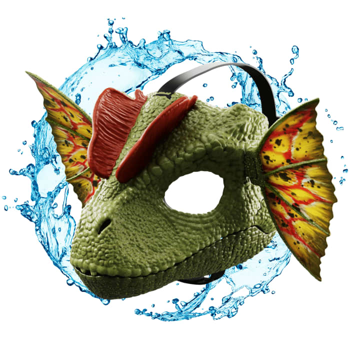 Hot Wheels Jurassic World Dilophosaurus Role Play Mask With Sound & Water-Shooting Feature Frill