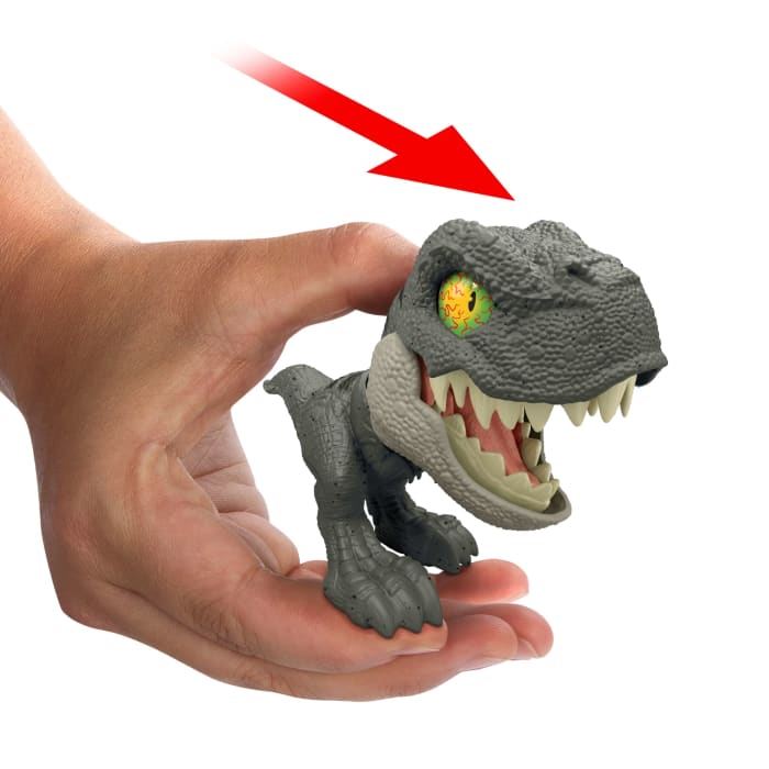 Hot Wheels Jurassic World Mighty Little Biters Dinosaur Toy With Bite Action Eye Change Collectible Figure