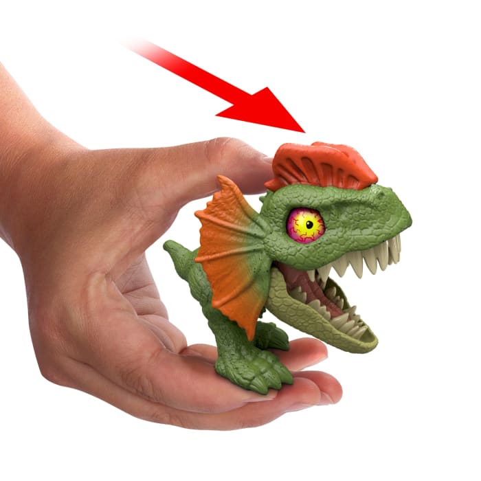 Hot Wheels Jurassic World Mighty Little Biters Dinosaur Toy With Bite Action Eye Change Collectible Figure