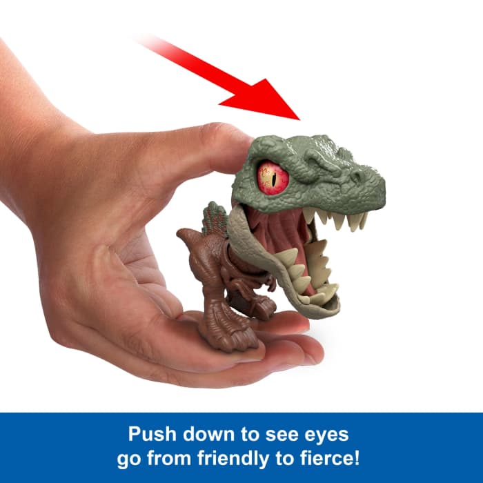 Hot Wheels Jurassic World Mighty Little Biters Dinosaur Toy With Bite Action Eye Change Collectible Figure