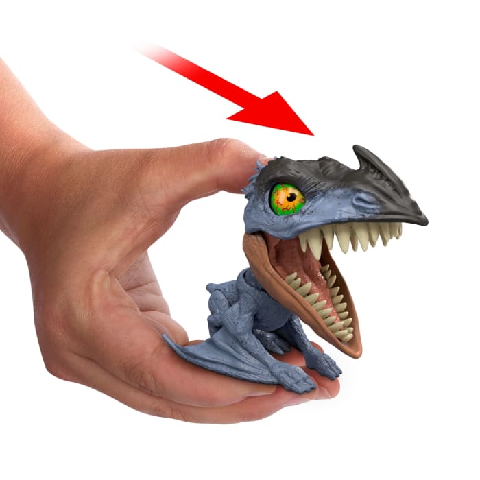 Hot Wheels Jurassic World Mighty Little Biters Dinosaur Toy With Bite Action Eye Change Collectible Figure