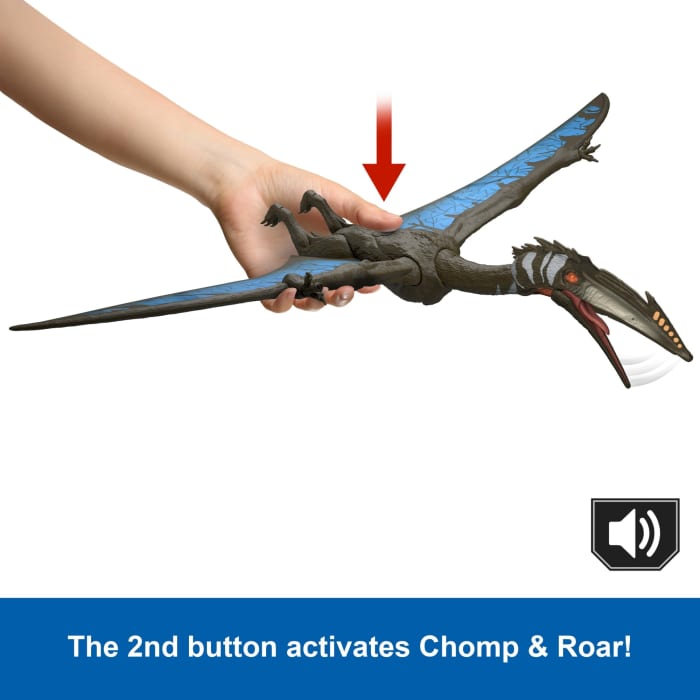 Hot Wheels Jurassic World Rebirth Quetzalcoatlus Action Figure Winged Dinosaur Toy With Sound Aerial Ambush