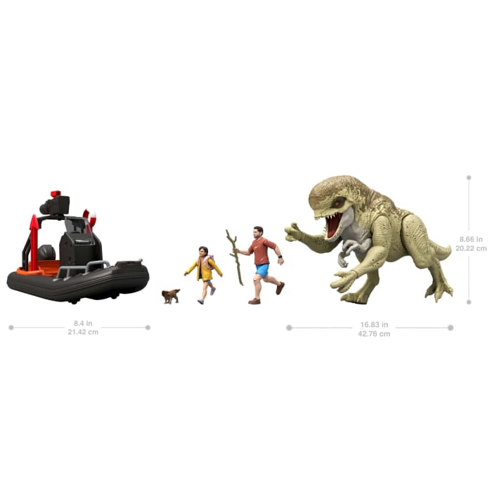 hot wheels Jurassic World Rebirth Storypack With Raft Distortus Rex Adult Child & Aquilops Island Escape