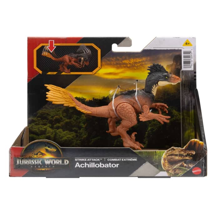 hot wheels Jurassic World Rebirth Strike Attack Achillobator Dinosaur Toy Single Strike Action Authentic & Posable