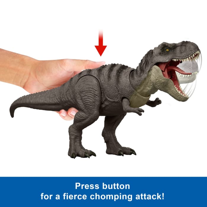Hot Wheels Jurassic World Rebirth Tyrannosaurus Rex Action Figure Dinosaur Toy T-Rex Chomp Attack
