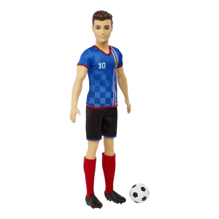 Hot Wheels Ken Soccer Doll Cropped Hair #10 Uniform Soccer Ball Cleats Socks 3 & Up