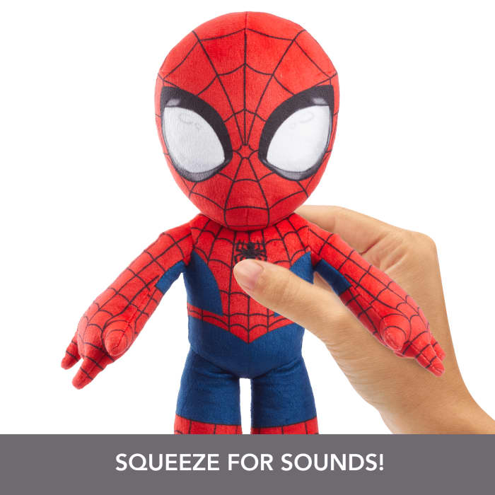 Hot Wheels Marvel Plush Talkers Spider-Man Soft Toy 11.75-inch Collectible Figure With Sounds & Phrases
