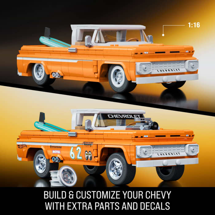 Hot Wheels Mattel Brick Shop Hot Wheels Custom ’62 Chevy Pickup Building Toy Kit (858 Pieces) For Collectors
