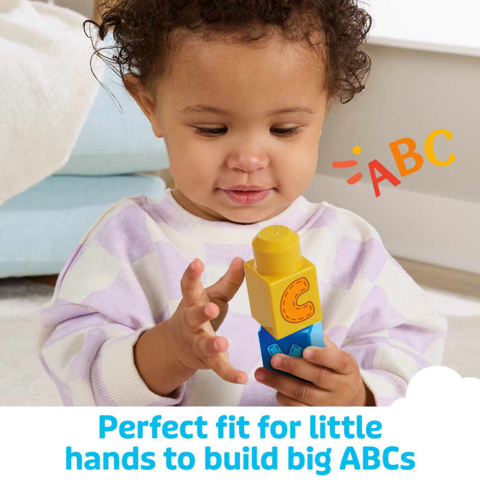 Hot Wheels MEGA Bloks ABC Learning Train Fisher Price Building Toy Blocks (60 Pieces) For Toddler