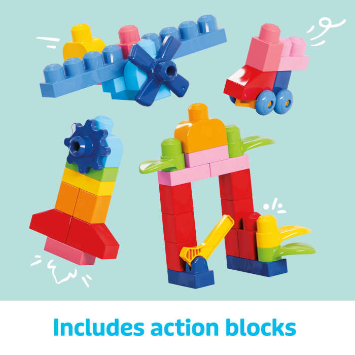 Hot Wheels MEGA BLOKS First Builders Big Bag Of Blocks Toy Blocks With Storage Bag (130 Pieces) For Toddler